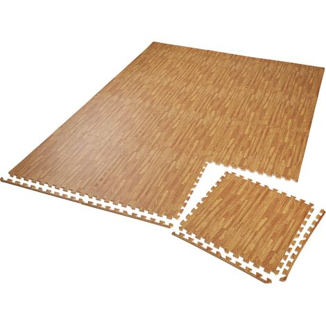 Ensemble de 12 dalles carrées avec 24 bordures en plastique bois