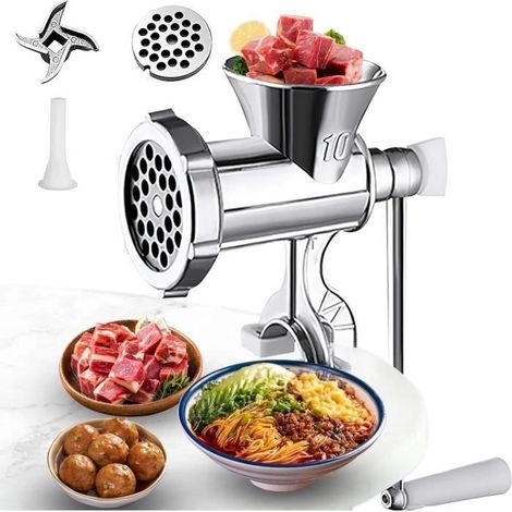 Hachoir à Viande Manuel, Fabricant de saucisses, Hachoir à viande Acier Inoxydable, Hachoirs à viande pour usage domestique (1/4)