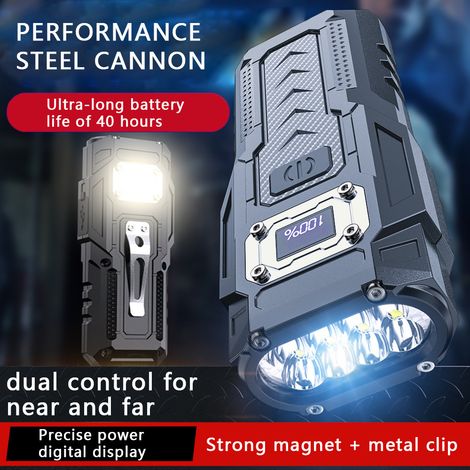 Tragbare, wiederaufladbare LED-Taschenlampe mit langer Akkulaufzeit, hoher Helligkeit, für den Außeneinsatz geeignet, multifunktionale magnetische Arbeitsleuchte.