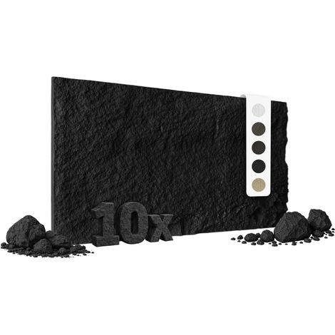 HEXIM 3D Steinoptik PU Wandpaneele 120x60cm Stone Wandverkleidung Bruchstein Felsen Platten Stein: A002-06  Dark Black, 10 Paneele (1/5)