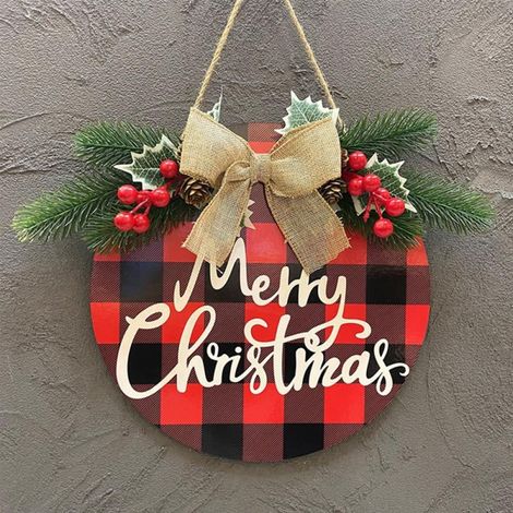 Plaque De Bienvenue Noel - Bois Naturel - 30 X 30 Cm - Pour Porte D Entree Mur Fenetre Jardin - 1 Unite (1/5)