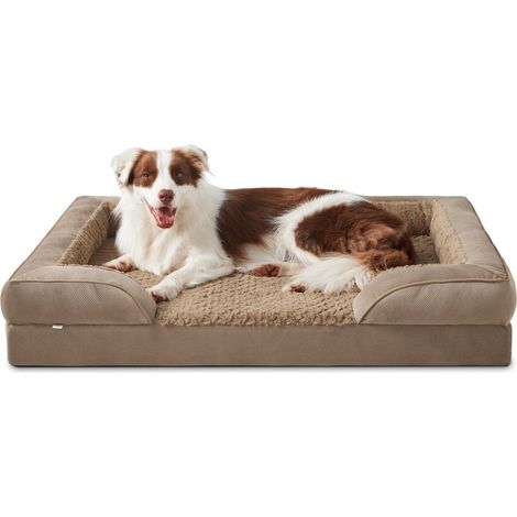 Lit orthopédique pour chien L, lavable, imperméable, marron