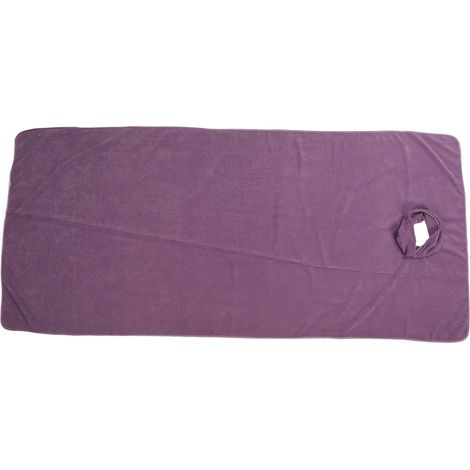 Drap-housse court en peluche, épais couvre-lit de massage spa avec trou, violet (1/4)