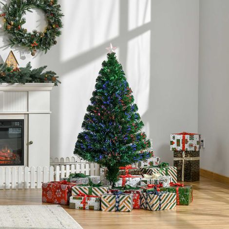 Árbol de Navidad 120cm Artificial Árboles de Abeto con Soporte Fibra Óptica Brillante LED Multicolor Ignífugo (1/5)
