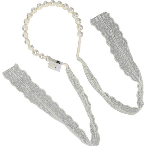 Serre-tête lumineux LED femme mariage blanc dentelle ruban perles imitation lueur chaude bandeau cheveux accessoire coiffure élégant (1/5)