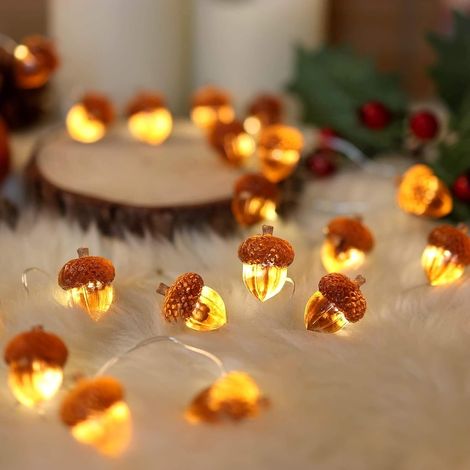 Lot de 2 guirlandes glands d'automne 3 m 30 LED, déco érable, intérieur extérieur Halloween (1/5)