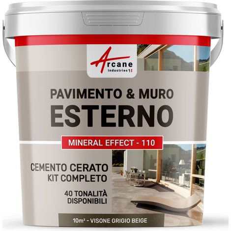 Microcemento per esterni: pavimenti, muri, terrazze, balconi, scale - 10 m² (in 2 strati) Visone Grigio Beige - ARCANE INDUSTRIES