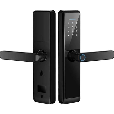 Serrure de porte intelligente Wifi Tuya biométrique empreinte digitale serrure de porte électronique intelligente numérique serrure de porte mot de passe App entrée serrure de porte for la maison ( Co (1/5)