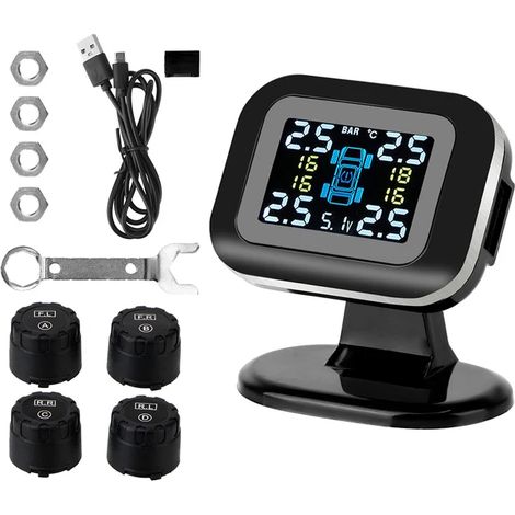 Système d'alarme de sécurité automobile sans fil USB avec 4 capteurs externes pour mini-véhicules et système de surveillance de la pression des pneus. (1/5)