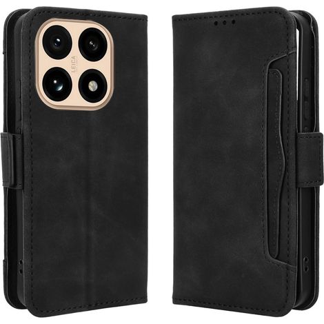 Funda tipo libro para Xiaomi 15T, ranura para tarjeta, color negro.
