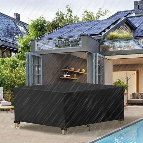 Schutzhülle für Gartenmöbel aus 420D Oxford-Polyester, Maße 242 x 162 x 100 cm, passend für Gartentisch und Gartenmöbel-Set