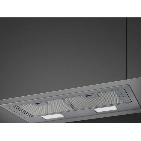 Smeg Universale Cappa KSG70HE Silver. Potenza massima di estrazione: 368 m³/h, Tipo di estrazione: Aspirante, Classe di efficienza dinamica del fluido: E. Tipo: Integrato, Colore del prodotto: Arge...