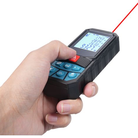Mesureur de distance et d'angle, instrument de mesure de surface, de distance et de volume, calcul pythagoricien, écran LCD rétroéclairé, unités de mesure : m/ft/in, précision : ±1,5 mm (1/5)