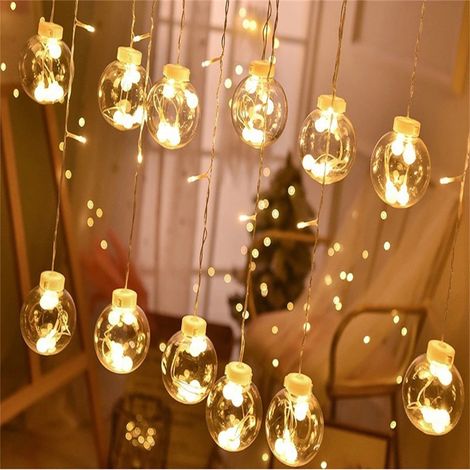 Guirlande Lumineuse Led - Boules De Noël À Piles - Décoration Pour Arbre De Noël - Usage Intérieur Et Extérieur - 12 Lumières - Blanc Chaud (1/5)