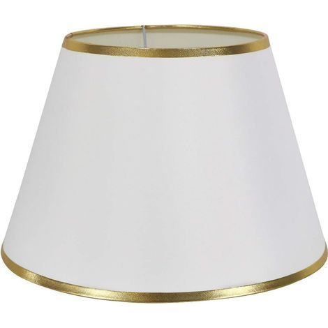 Paralume semplice per lampada da tavolo, da comodino o da parete, 30 cm, bianco con bordo dorato (1/5)