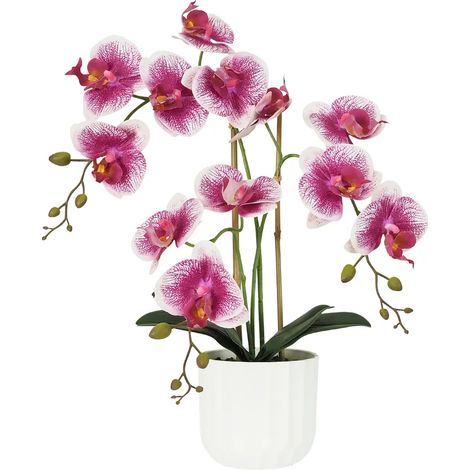 Orchidée artificielle blanc-fuchsia 50cm (1/4)