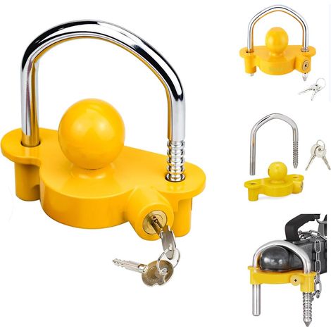 Antifurto Rimorchio Lucchetto per Traino Caravan Universale Gancio a Sfera 2 Key (1/4)
