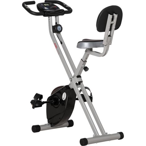 Klappbares Heimtrainer-Fahrrad, Fitnessbike, Indoor-Bike, 8 Widerstandsstufen mit Magnetbremse, verstellbarem Sitz und Rückenlehne, Multifunktions-LCD-Bildschirm, Herzfrequenzsensor, schwarz