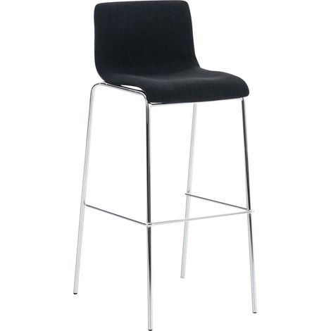 Tabouret de bar classique x1 avec repose-pieds et quatre pieds stable en métal assise en tissu noir 100004951 (1/5)