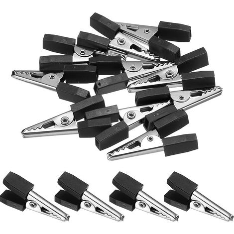 10pcs Pinces Crocodile 33mm Avec Poignees En Plastique Noir (1/5)