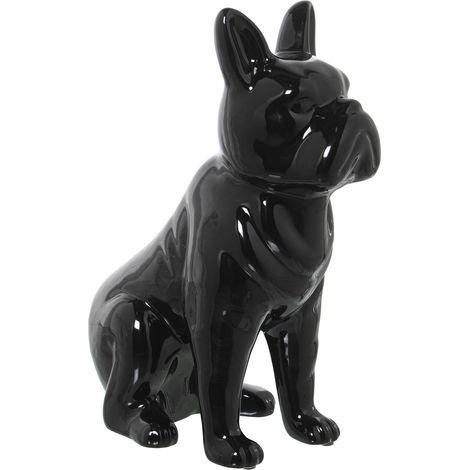 Glänzender schwarzer Keramikhund -Figur 14x26x33cmpour alle Stile, um zu Hause eine Note zu verleihen (1/5)