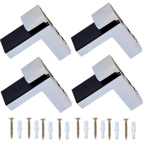 Support mural pour étagère en verre ou bois Lot de 4 pièces, épaisseur compatible 5 à 30 mm, montage facile et discret (1/5)