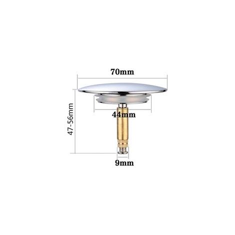 Bouchon de baignoire 70 mm – Laiton chromé avec joint silicone – Réglable en hauteur – Démontage facile pour nettoyage (1/4)