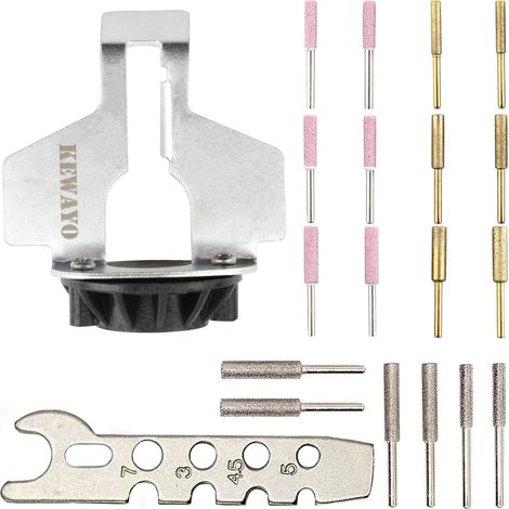 Kit d'affûtage de tronçonneuse 20 pièces - Limes diamantées Guide d'angle pour perceuse, tronçonneuse, Lame et Tondeuse à Gazon (1/5)