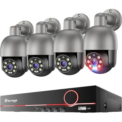 Système de caméra PTZ, 8 canaux, vision nocturne en couleur complète, 8CH NVR 4 Caméra 5MP-a, 3T(sport en plein air) (1/2)