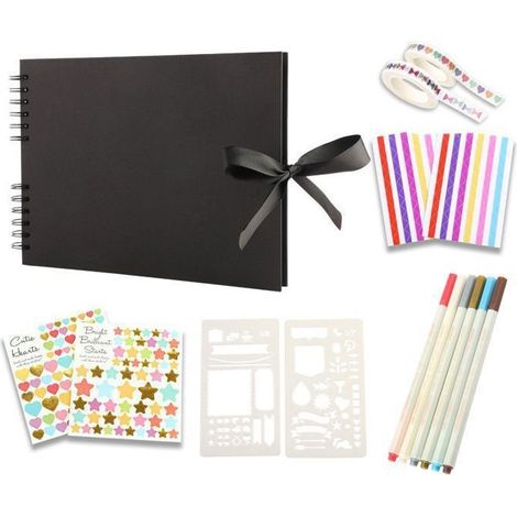 Album photo scrapbooking à faire soi-même avec 12 stylos métalliques, 80 pages, album fait main, cadeau pour bébé, enfant ou mariage (1/5)