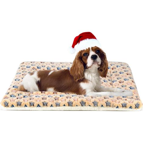 Tapis de cage pour chat et chien - convient aux petits chiens et aux chats d'intérieur - 1 pièce, 61 × 41 cm, fond jaune à étoiles (1/4)