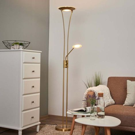 [GEBRAUCHT] B-Ware Lindby Stehlampe Eda LED dimmbar messing matt Leselampe Lampe 180cm Höhe 30cm (1/2)