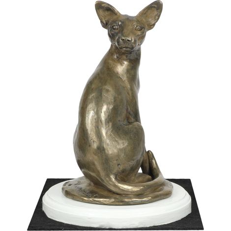 Chat Mau égyptien - statuette de chat, figurine sur socle blanc, trophée pour exposition canine par Art-Dog (1/5)
