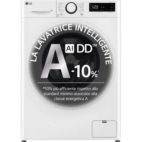 LG F2R3S09AIDD Lavatrice 9kg AI DD, Classe A-10%, 1200 giri, Motore Direct Drive