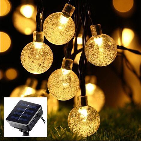 Guirlandes lumineuses solaires à bulles, guirlandes de Noël, guirlandes décoratives étanches pour le camping, guirlandes LED, couleurs chaudes (1/4)