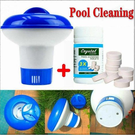 100 comprimés de chlore + distributeur flottant de produits chimiques pour le nettoyage des spas et piscines (1/5)