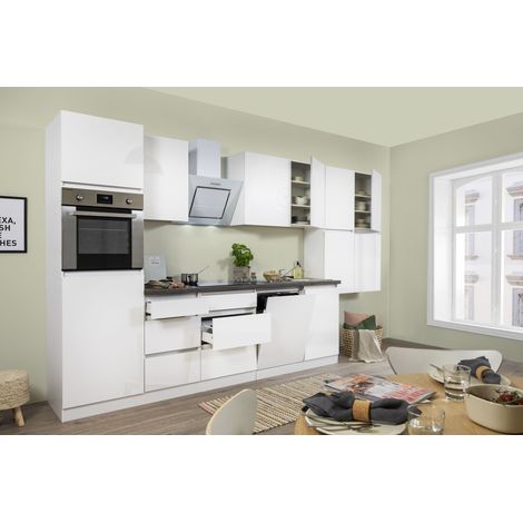 Cuisine Kitchenette Bloc cuisine sans poignée Blanc Lorena 380 cm Respekta