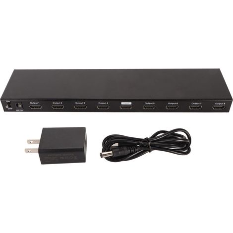 1x8 Répartiteur HDMI 4K 30Hz 3D 1 entrée 8 sorties pour TV Vidéoprojecteur 100-240V Fiche US (1/5)