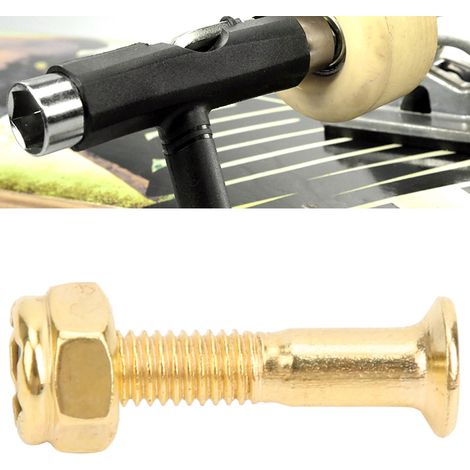 MS3301-8 Clou de skateboard professionnel durable en alliage d'aluminium 25 mm avec écrou, couleur dorée (1/5)