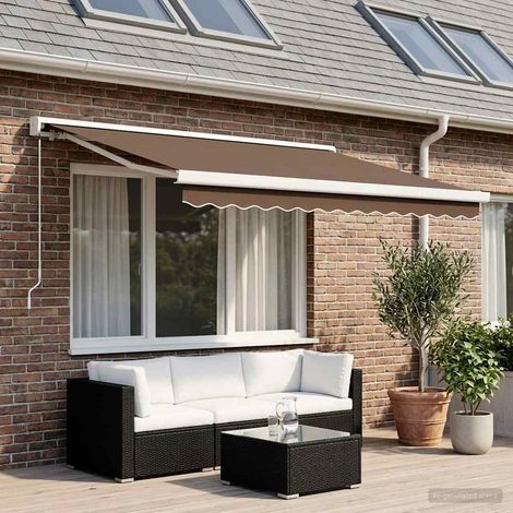 Teenpull – Ausziehbare Markise Taupe 300 x 250 cm Leinen und Aluminium (1/5)