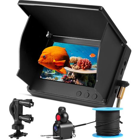 Sonda de peces portátil - Cámara subacuática con pantalla IPS de 4,3" y cable de 30 m - Visión nocturna infrarroja gran angular IP67 - Para pesca en mar, océano, río y hielo