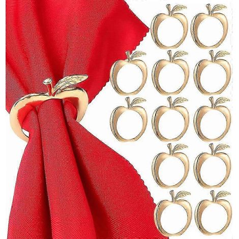 12 ronds de serviette en métal décoratifs en forme de pomme pour Rosh Hashanah, mariage, Thanksgiving, Noël et Pâques (doré, taille unique) (1/5)