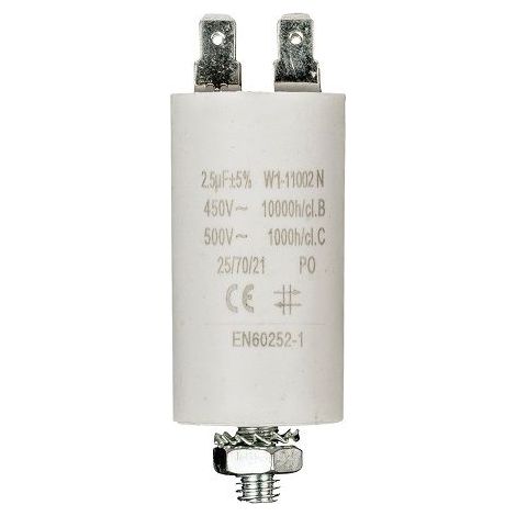Condensador 2.5 uF 450 V Faston 1 uds. 2.5 uF Blanco (1/4)