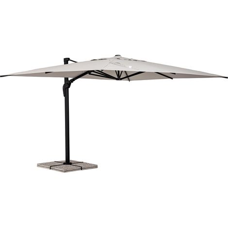 Ombrellone con braccio "Aries" con struttura in alluminio e telo color naturale, da esterno e giardino -3 x 4 mt / Antracite - Naturale (1/4)