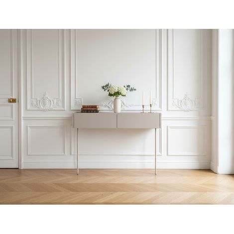 Bobochic – Console suspendue 2 tiroirs 100 cm – Largeur 40 cm – Hauteur 80 cm – Détails couleur chêne – Pieds en métal fins (1/5)