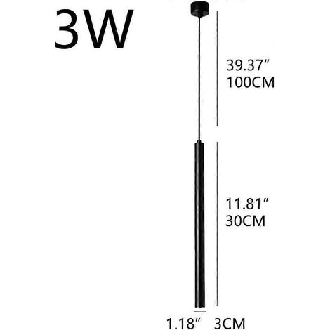 Lustre tubulaire long à LED, lustre à une seule tête, plafonnier encastré pour chambre, lustre de style nordique en aluminium, tige de lustre tubulaire long en aluminium. (1/5)