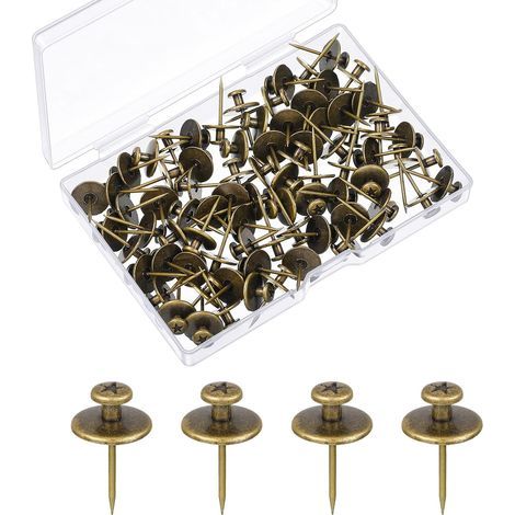 Ganchos para fotos de doble cabeza, clavos pequeños para colgar fotos, ganchos, adornos para fotos (bronce, 50 piezas) (1/5)
