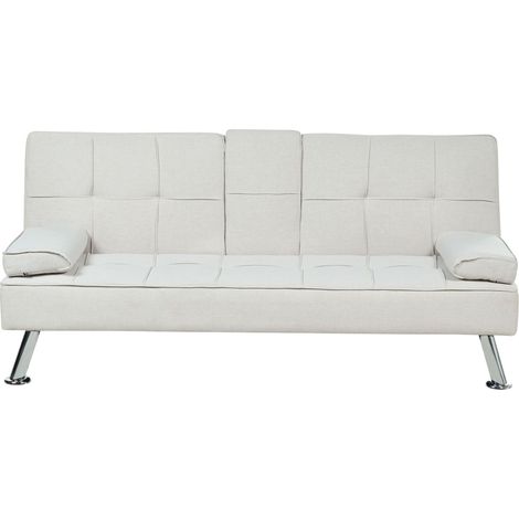 Schlafsofa 3-Sitzer ROXEN Stoff Hellbeige