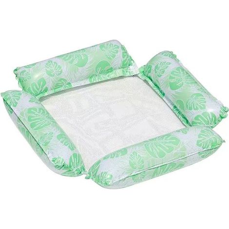Lettino gonfiabile 4 in 1 con poggiatesta, 120x115 cm, lussuoso galleggiante per piscina, sedia galleggiante per adulti fino a 115 kg, verde (1/5)
