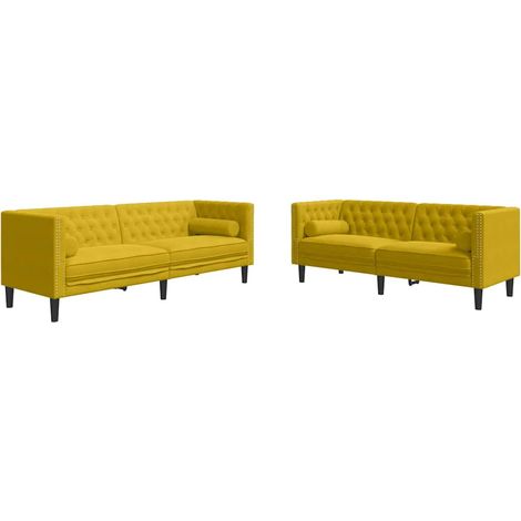Maison Exclusive - Set Divani Chesterfield 2pz con Cuscini Giallo Velluto